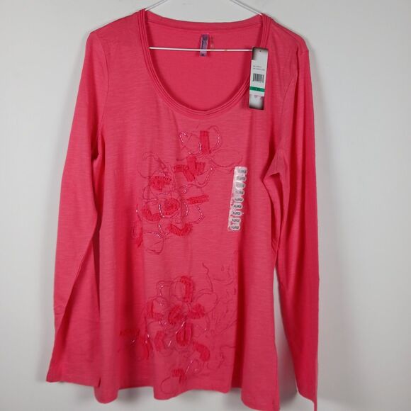 Kiara XL Long Sleeve Embellished Pullover Pink New - Picture 10 of 10